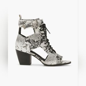 Boohoo Womens Ankle Boot Sandals Black White Snake